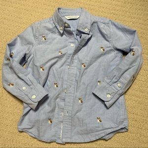 Janie and Jack embroidered bulldogs button down